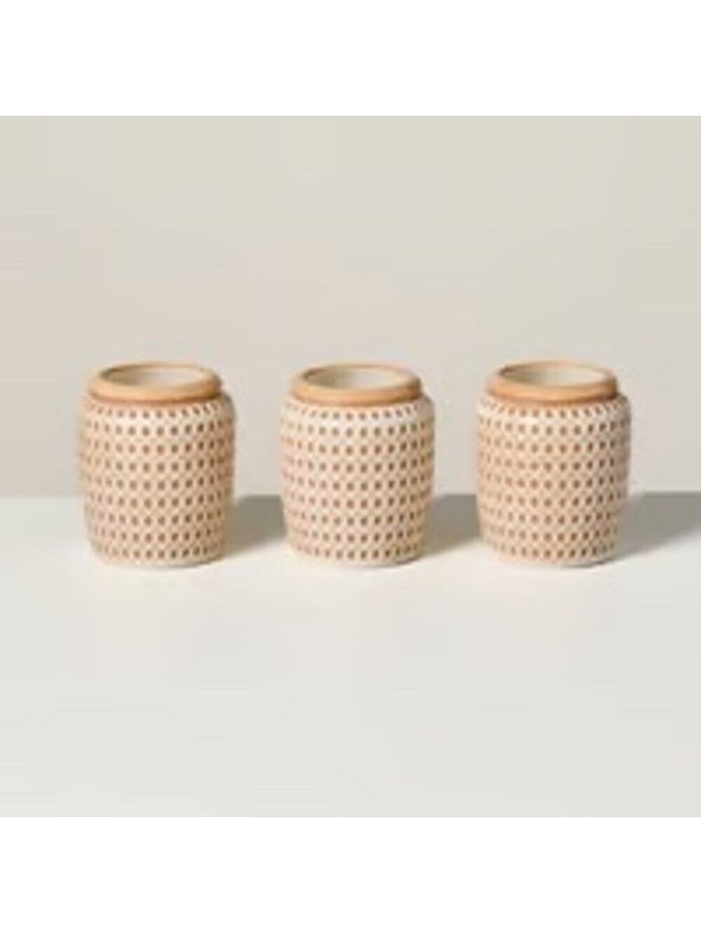 Hearth & Hand with Magnolia NIB 3 Pk Embossed Container Candle Set